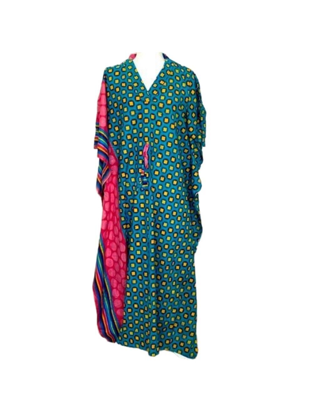 Abstract snap multi color kimono kaftan
